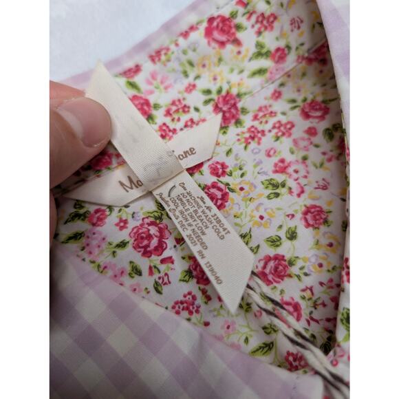 Matilda Jane Mens Button Down Shirt - Size Large Purple Gingham Floral NWT - Picture 6 of 7